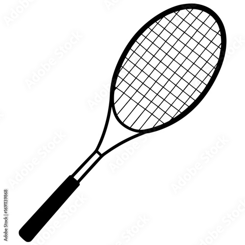 Badminton racket outline vector, a modern racket icon art design, black vector of racket, simple racket art, badminton racket isolated