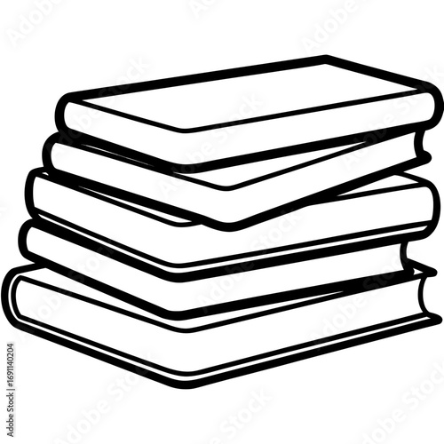Stack of books outline vector, a modern stack of books icon art design, black vector of various books, simple various books art, books isolated