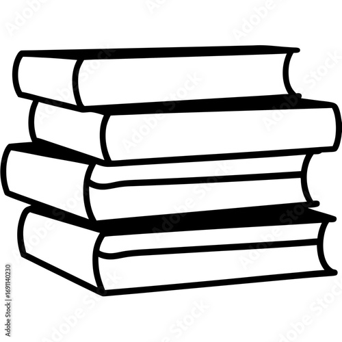 Stack of books outline vector, a modern stack of books icon art design, black vector of various books, simple various books art, books isolated