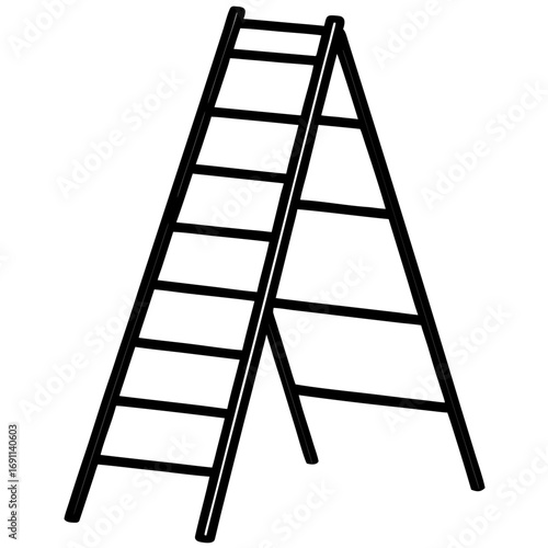 Step ladder outline vector, a modern step ladder icon art design, black vector of step ladder, simple step ladder art, wood step ladder isolated