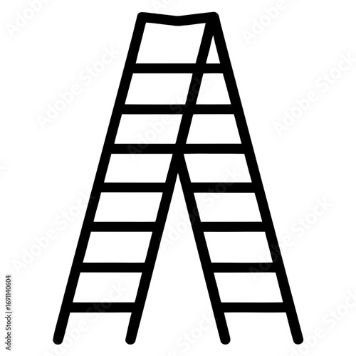 Step ladder outline vector, a modern step ladder icon art design, black vector of step ladder, simple step ladder art, wood step ladder isolated
