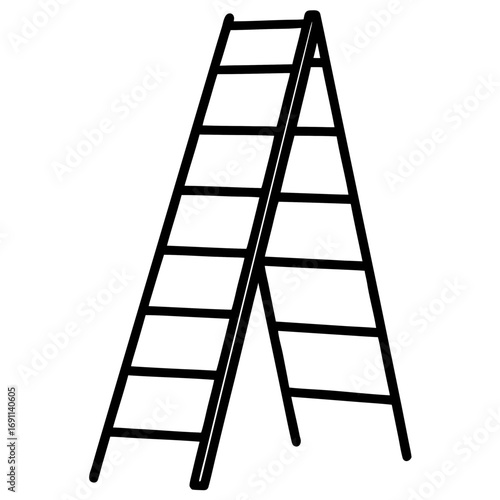 Step ladder silhouette vector, a black ladder vector art design, and a silhouette of a wooden ladder isolated on a white background