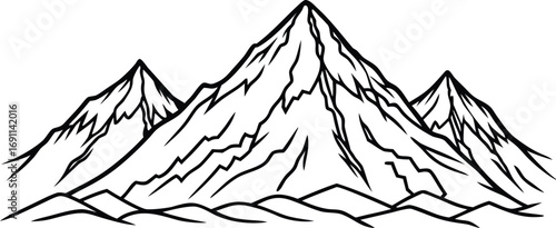 Majestic mountain range peaks silhouette against a clear sky scenic vista landscape