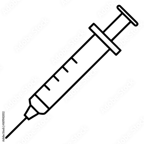 Syringe outline vector, a modern syringe icon art design, black vector of syringe, simple syringe art, syringe isolated