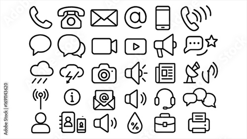 Modern communication icons for web design and app development, sleek line art elements, vector origin