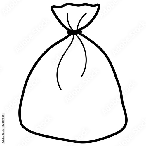 Tied garbage bag outline vector, a modern garbage bag icon art design, black vector of bag, simple bag art, garbage bag isolated