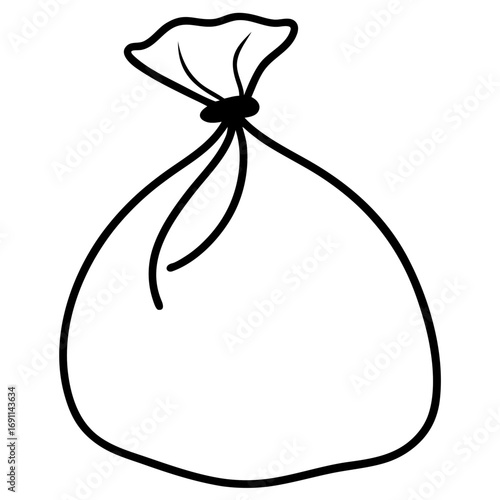 Tied garbage bag outline vector, a modern garbage bag icon art design, black vector of bag, simple bag art, garbage bag isolated