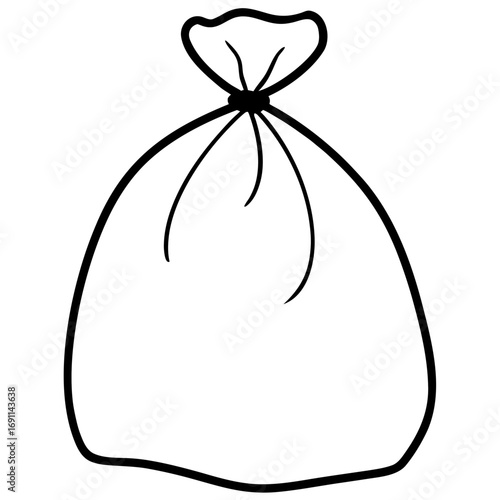 Tied garbage bag outline vector, a modern garbage bag icon art design, black vector of bag, simple bag art, garbage bag isolated
