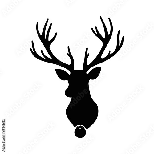 Majestic deer head silhouette with antlers, a classic and elegant design for nature themes