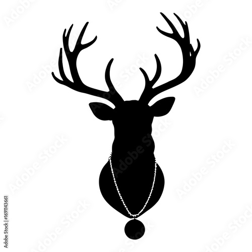 Elegant silhouette of a deer head with antlers and a necklace for stylish brand design