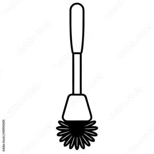 Toilet brush outline vector, a modern toilet brush icon art design, black vector of a toilet brush, simple toilet brush art, a toilet brush isolated