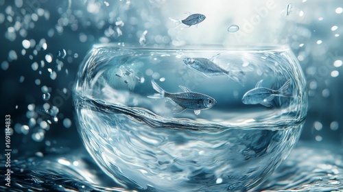 Wallpaper Mural Fishbowl water splash motion transparent aquatic concept creative background Torontodigital.ca