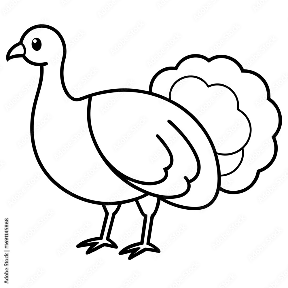 Fototapeta premium Turkey animal outline vector, a modern turkey icon art design, black vector of a turkey, simple turkey art, a turkey isolated