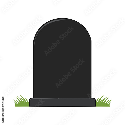 Black tombstone with green grass grave marker memorial