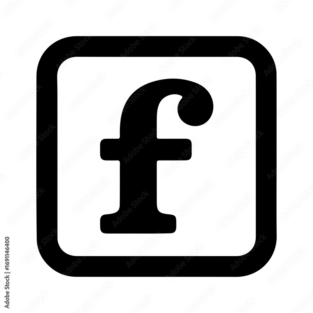 Obraz premium Black letter f social media icon in a rounded square.
