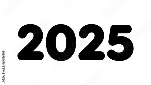 Black number 2025 isolated on a white background.