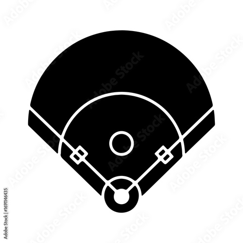 Black silhouette icon of a baseball field diamond.