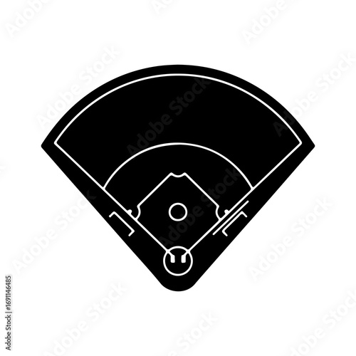 Baseball field diagram top view simple graphic.