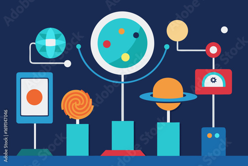 Abstract cosmic science museum exhibit vector illustration scalable design