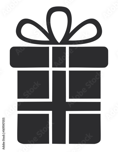 Dark gray gift box with ribbon present
