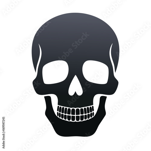 Dark skull with white eye sockets and teeth vector