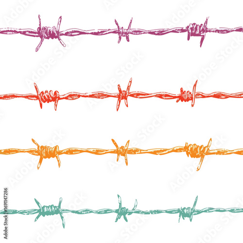barbed wire vector set