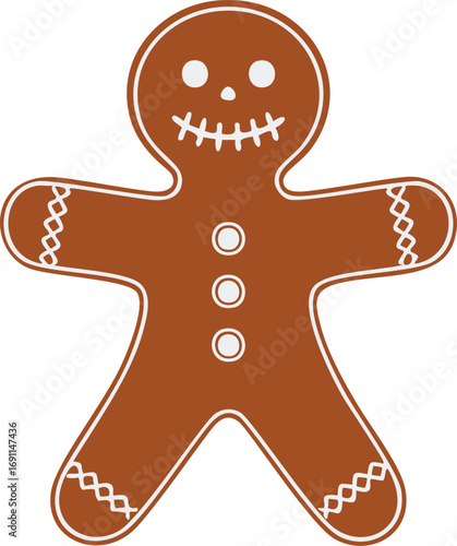 Gingerbread man cookie with white icing dessert sweet