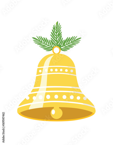 Golden bell with green pine needles yellow
