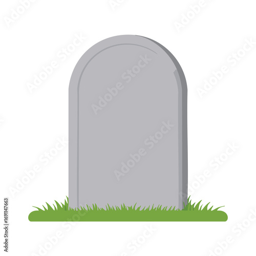 Gray tombstone with green grass gravestone monument