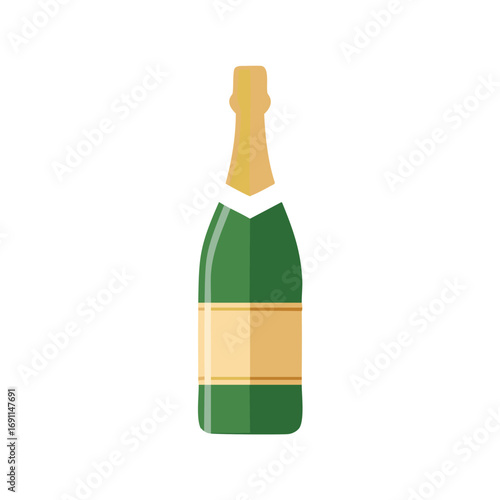 Green champagne bottle with gold foil and label green bottle beverage