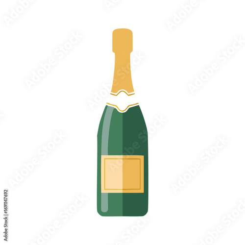 Green bottle with golden cap and label vector