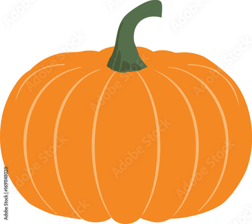 Orange pumpkin with green stem gourd