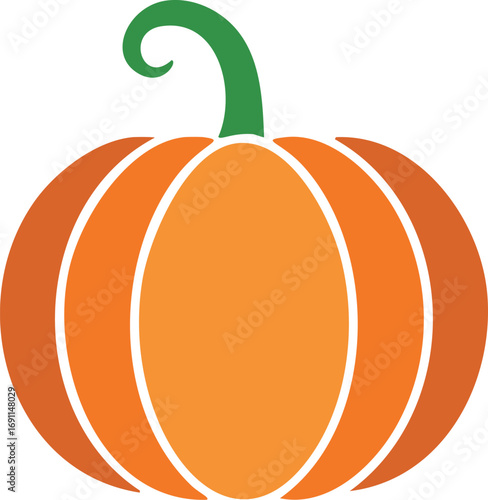 Orange pumpkin with green stem gourd