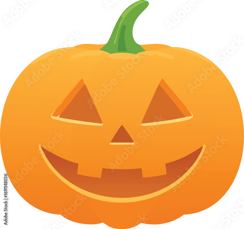 Orange pumpkin with carved triangular eyes and smiling mouth halloween jackolantern