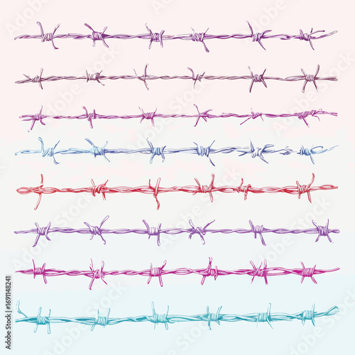 barbed wire vector set