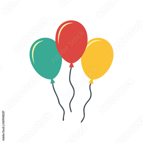 Red teal yellow balloons floating vector