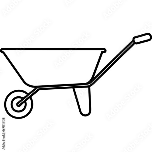Wheelbarrow outline vector, a modern wheelbarrow icon art design, black vector of a wheelbarrow, simple wheelbarrow art, a wheelbarrow isolated