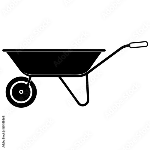 Wheelbarrow outline vector, a modern wheelbarrow icon art design, black vector of a wheelbarrow, simple wheelbarrow art, a wheelbarrow isolated