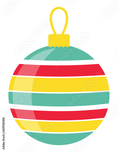 Striped Christmas Ornament Decoration yellow teal