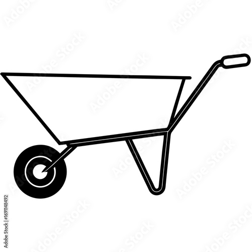 Wheelbarrow outline vector, a modern wheelbarrow icon art design, black vector of a wheelbarrow, simple wheelbarrow art, a wheelbarrow isolated