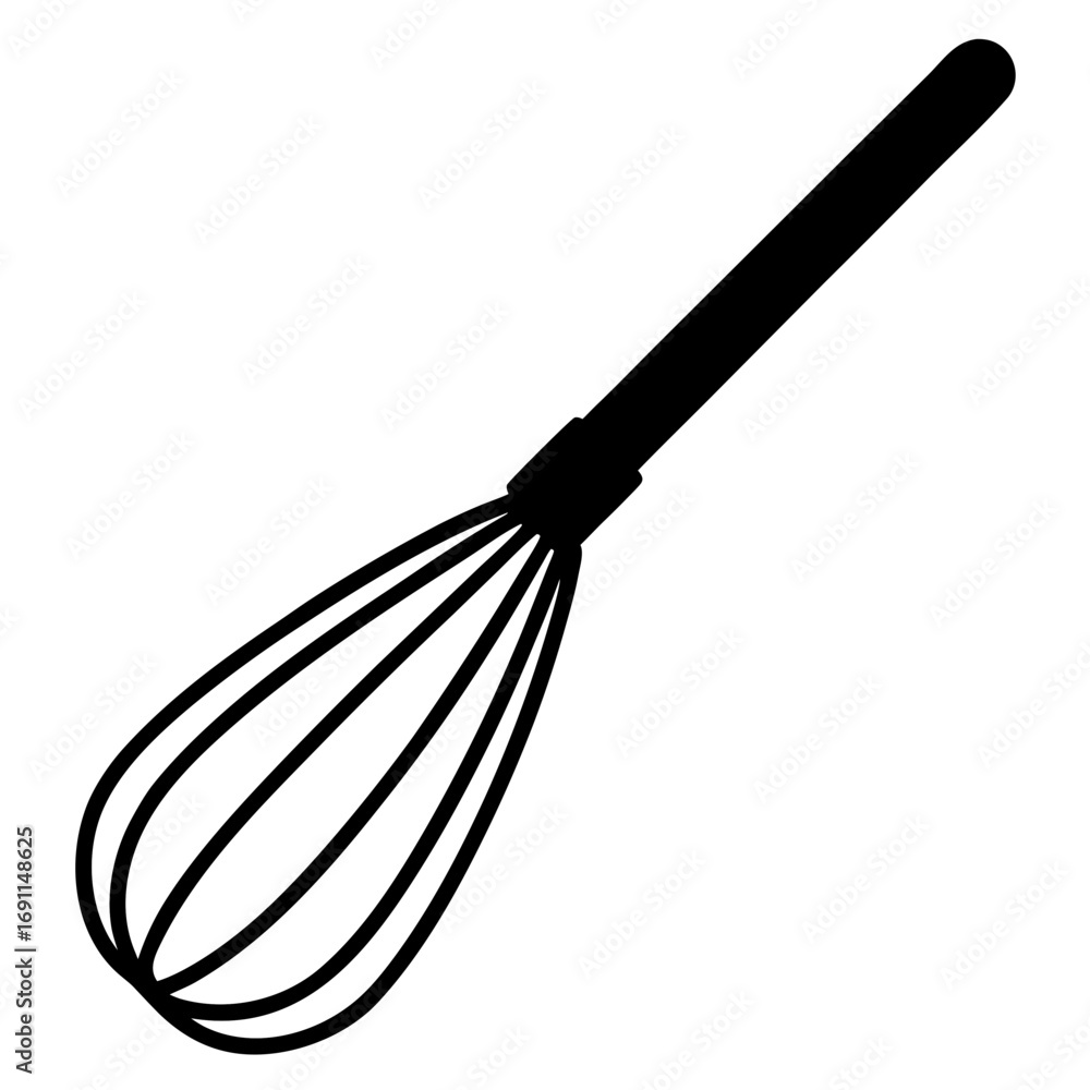 Fototapeta premium Whisk outline vector, a modern whisk icon art design, black vector of a whisk, simple whisk art, a whisk isolated