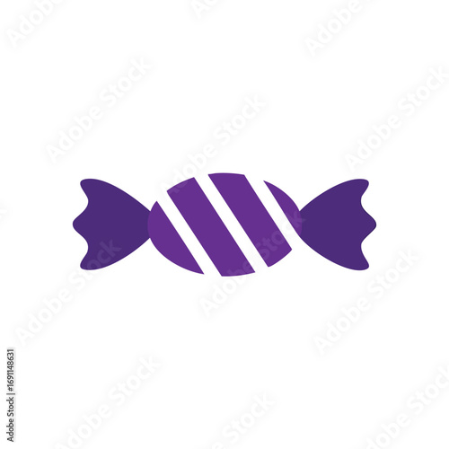 Wrapped purple candy with white stripes sweet treat