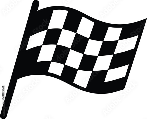Checkered Flag NASCAR Racing Flag Black Silhouette Vector Illustration. Vector Checkered Flag Icon - NASCAR Racing Finish Line in Silhouette