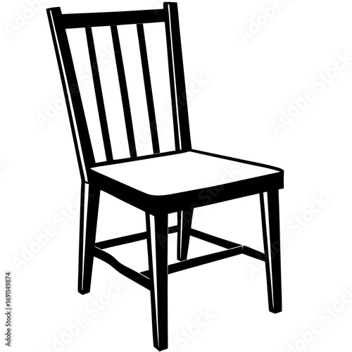 Wooden chair outline vector, a modern wooden chair icon art design, black vector of a wooden chair, simple wooden chair art, a wooden chair isolated