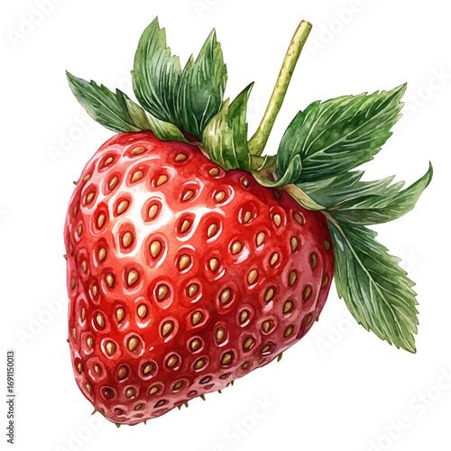 Strawberry, watercolor drawing vector, isolated on a white background.