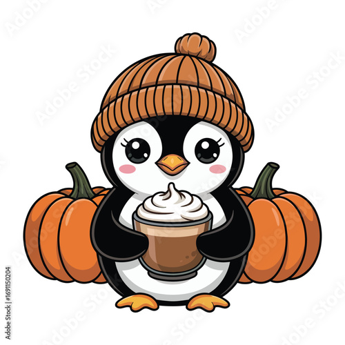Adorable penguin in a thanksgiving theme.
