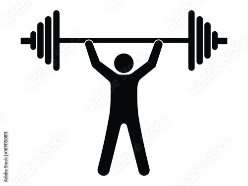Silhouette of weight lifting symbol and sign. Weightlifter icon vector. Vector of weightlifter sign, symbol for web, ui, ux, logo and mobile app. Vector illustration.