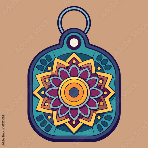 Decorative mandala pendant illustration with intricate floral design in a stylized vector artwork for creative projects