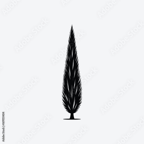 Vector art of elegant cypress tree silhouette, a slender and timeless symbol of nature and resilience
