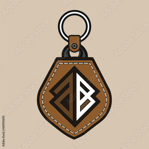 Stylish leather keychain with monogram ab design perfect for fashion accessory branding logos and promotional marketing purposes.